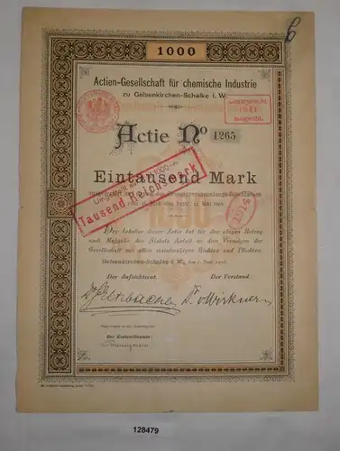 1000 Mark Aktie AG für chemische Industrie Gelsenkirchen-Schalke 1906 (128479)