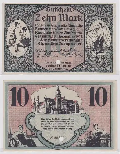 10 Mark Banknote Finanzvereinigung Chemnitzer Industrieller 18.11.1918 (121529)