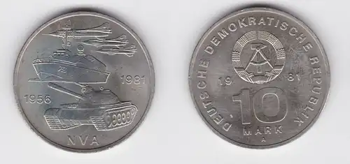 DDR Gedenk Münze 10 Mark 25 Jahre Nationale Volksarmee NVA 1981 vz (137118)