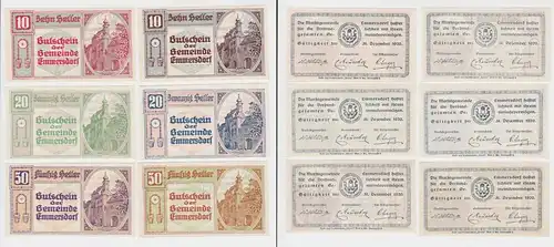 6 Banknoten 10 bis 50 Heller Notgeld Gemeinde Emmersdorf (141341)