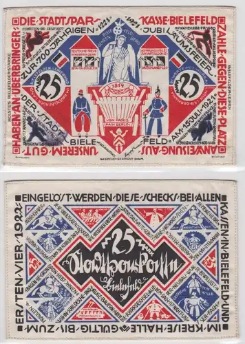 25 Mark Banknote Leinen Stadtsparkasse Bielefeld 15.Juli 1921 (100053)