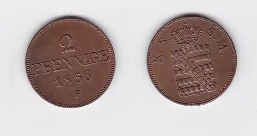 2 Pfennig Kupfer Münze Sachsen 1856 F (119312)
