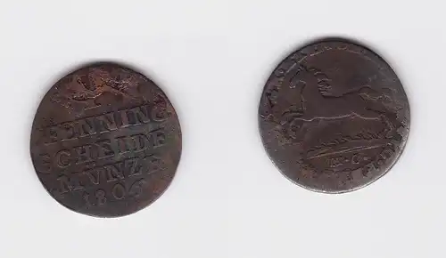 1 Pfennig Kupfer Münze Braunschweig-Wolfenbüttel 1806 MC (118724)
