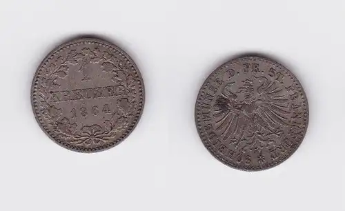 1 Kreuzer Silber Münze Freie Stadt Frankfurt 1864 (119369)