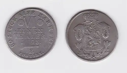 1/6 Taler Silber Münze Hessen Kassel 1793 F (119328)