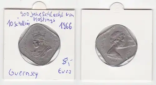 10 Schilling Kupfer Nickel Münze Guernsey 1966 900 Jahre Schlacht bei H.(143695)