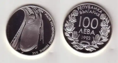 100 Lewa Silbermünze Bulgarien Olympia Lillehammer 1994 Zweier Bob 1993 (116305)