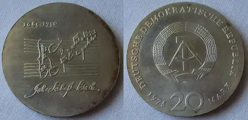 DDR Gedenk Münze 20 Mark Johann Sebastian Bach Silber Stempelglanz (144539)
