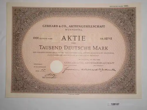 100 RM Aktie Gebhard & Co. AG Wuppertal-Vohwinkel 22. Januar 1942 (128157)