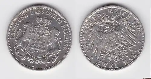 2 Mark Silbermünze Freie und Hansestadt Hamburg 1904 Jäger 63 ss (151165)