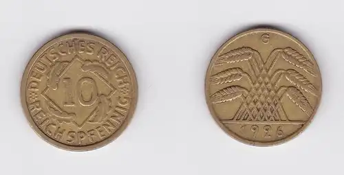 10 Reichspfennig Messing Münze Deutsches Reich 1926 G, Jäger 317 (119910)