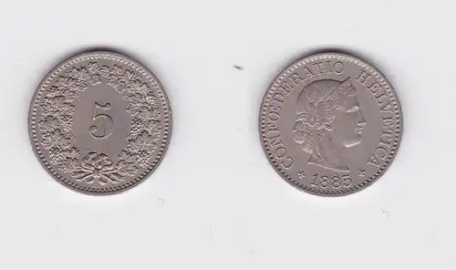 5 Rappen Kupfer Nickel Münze Schweiz 1885 B (118044)