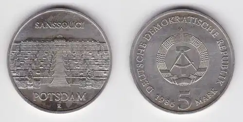 DDR Gedenk Münze 5 Mark Potsdam Sanssouci 1986 Stempelglanz (160472)