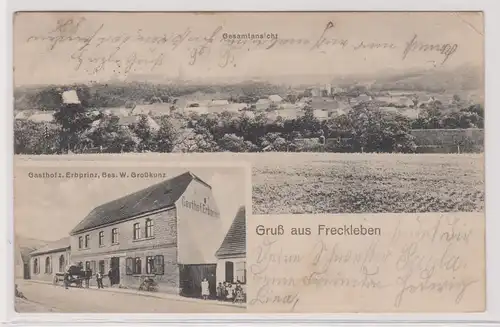 900181 Mehrbild Ak Gruß aus Freckleben Gasthof zum Erbprinz 1913
