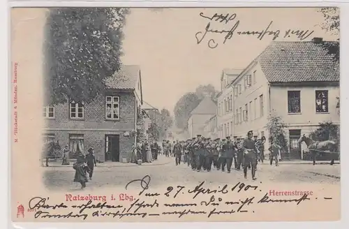 900425 Ak Ratzeburg in Lüneburg Herrenstraße mit Militärorchester 1901