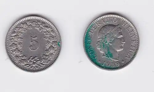 5 Rappen Kupfer Nickel Münze Schweiz 1959 B (117369)