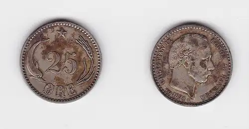 25 Öre Silber Münze Dänemark 1894 Delphin (133910)