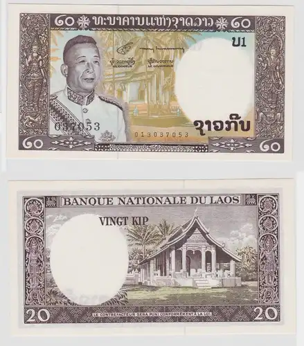 20 Kip Banknote Laos (1963) kassenfrisch Pick 11b (133450)