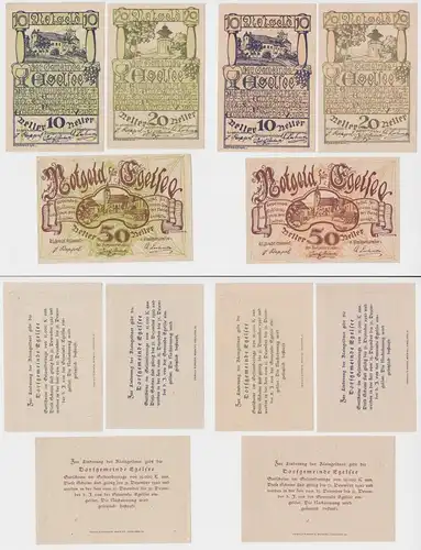 6 Banknoten 10 bis 50 Heller Notgeld Stadtgemeinde Egelsee (148517)