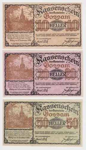 3 Banknoten 10 bis 50 Heller Notgeld Gemeinde Gossam (149568)