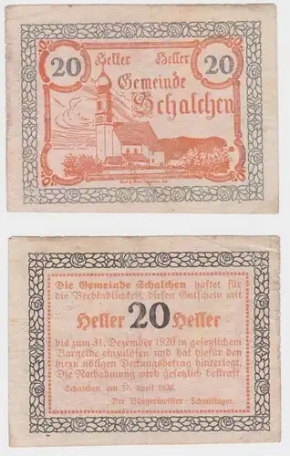 20 Heller Notgeld Stadtgemeinde Schalchen 27.04.1920 (141043)