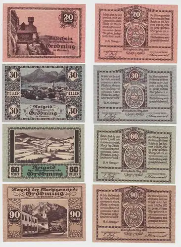3 Banknoten 20 bis 90 Heller Notgeld Marktgemeinde Gröbming (149846)