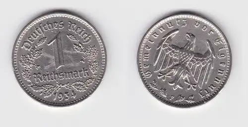 1 Mark Nickel Münze III.Reich 1934 F Jäger Nr. 354 (144925)