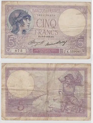 5 Franc Banknote Frankreich 08.06.1933 (130188)