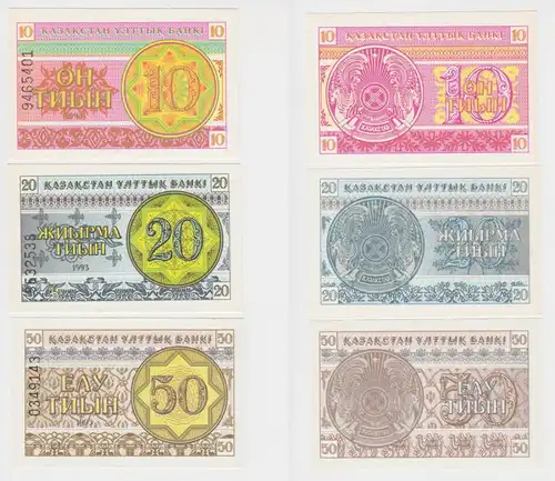 10,20 und 50 Tyin Banknote Kasachstan Kazakhstan 1993 bankfrisch UNC (132321)