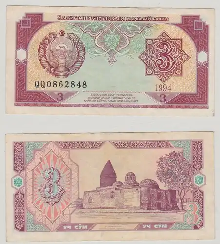 3 Cum Banknote Usbekistan Uzbekistan 1994 Pick 74 (122545)