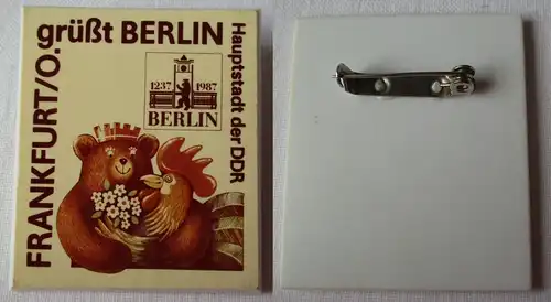 DDR Abzeichen Frankfurt Oder grüßt Berlin Hauptstadt der DDR 1237-1987 (144306)