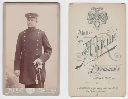 84321 Kabinett Foto Soldat Dresden mit Degen und Portepee