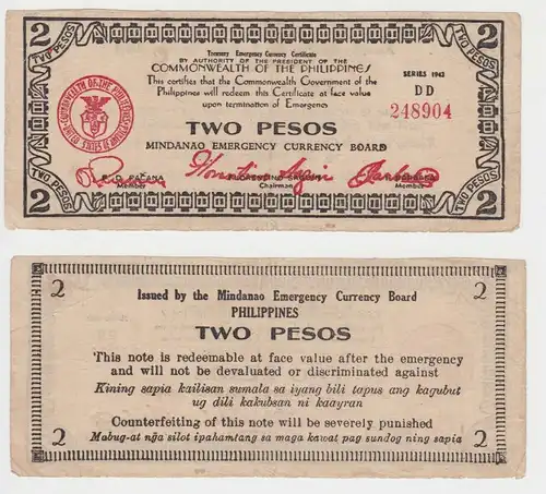 2 Pesos Banknote Philipinen 1942 Pick S 496 (152475)