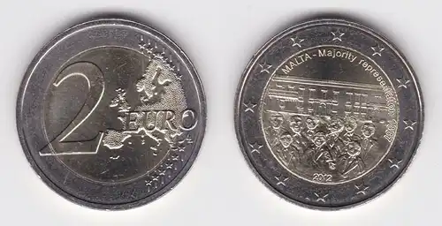 2 Euro Gedenkmünze Malta 2012  MEHRHEITSWAHLRECHT VON 1887 Stgl. (127587)
