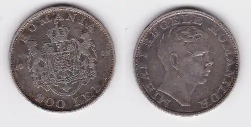 200 Lei Silber Münze Rumänien Mihai I. 1942 ss+ (117712)