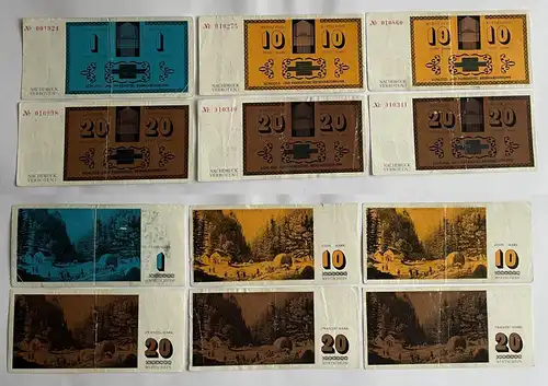 6x Banknoten Wertschein DDR 1-20 Mark Schloß Parkhotel Reinhardsbrunn  (162560)