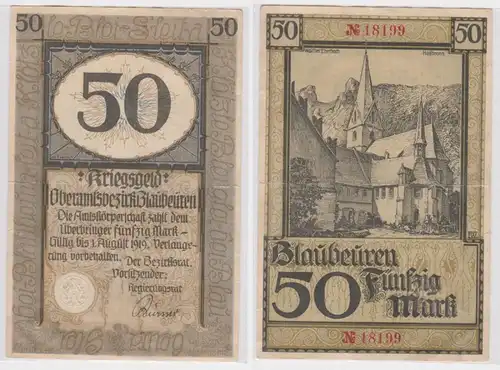 50 Mark Banknote Amtskörperschaft Blaubeuren 1.8.1919 (157092)