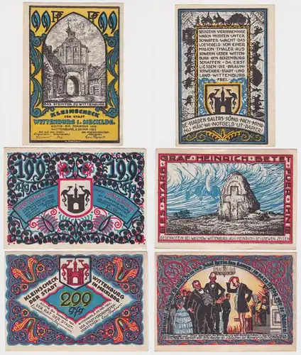 99, 199 & 299 Pfennig Banknoten Notgeld Stadt Wittenburg 1922 (151895)