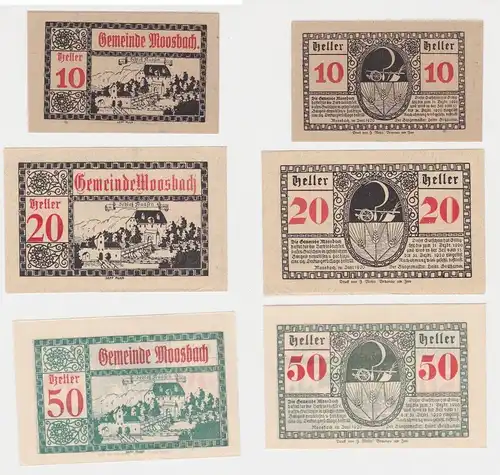 10, 20 und 50 Heller Banknote Moosbach (143241)