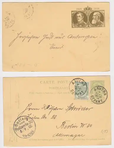 902774 seltene Ganzsachen Postkarte Belgien 10 Centimes nach Berlin 1905