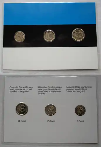 Kursmünzsatz KMS Estland 3 Münzen 5 - 20 Senti 1991-1992 (159969)