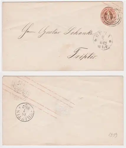 61353 AD Thurn und Taxis Gera nach Triptis 1862 Nummernstempel 291