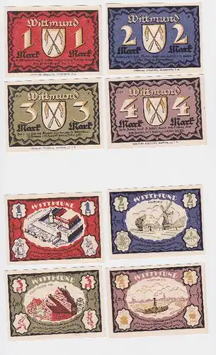 komplette Serie mit 4 Notgeld Banknoten Wittmund 1922 (118961)