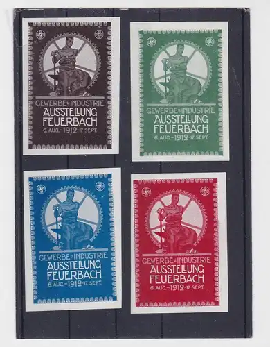 4 Vignetten Gewerbe & Industrie Ausstellung Feuerbach 1912 (71121)