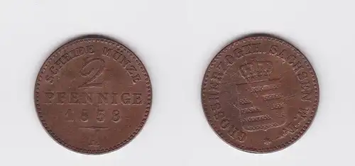 2 Pfennige Kupfer Münze Sachsen Weimar Eisenach 1858 A (119288)