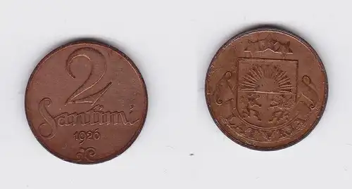2 Santimi Kupfer Münze Lettland 1926 (118052)