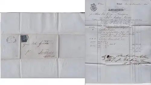 41990 AD Preußen Firmenbrief Johann Anton Lucius Erfurt nach Forchheim 1856