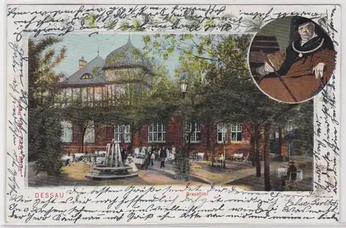 900881 AK Dessau - Braustübl mit Garten-Etablissement und Springbrunnen 1904