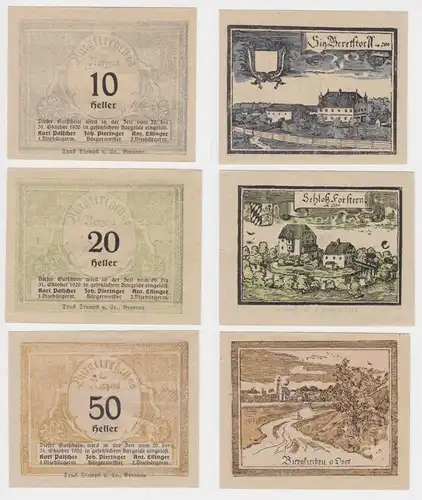 3 Banknoten 10 bis 50 Heller Notgeld Gemeinde Burgkirchen (154591)