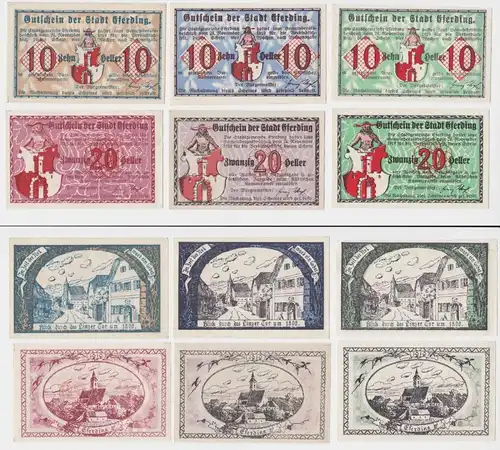 6 Banknoten 10 bis 20 Heller Notgeld Stadt Eferding (150193)